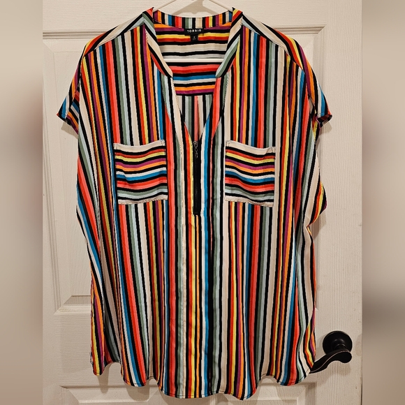torrid Tops - Torrid 2 Vertical Stripe Blouse
